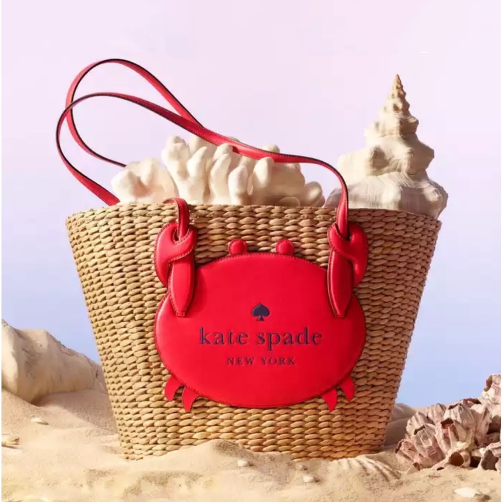 ♠️Kate Spade New York Pinch Me 🦀 Crab Large Natural Straw Tote, NWT - Picture 9 of 9